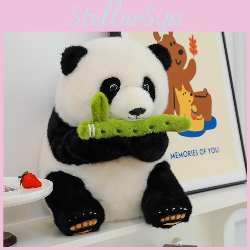Adorable Bamboo Flute Panda Plush Toy Soft Stuffed Animal For Kids Gifts