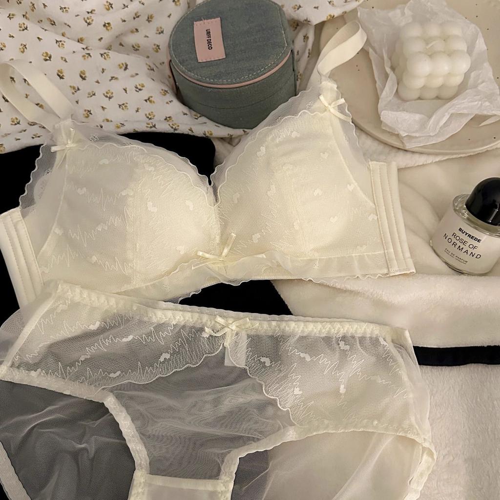 New Japanese Lace Underwear Women's Suit, Small Breasts Gathered, No Steel Ring, Upper Support, Anti-drop Adjustment Type, Comfortable Bra Cover