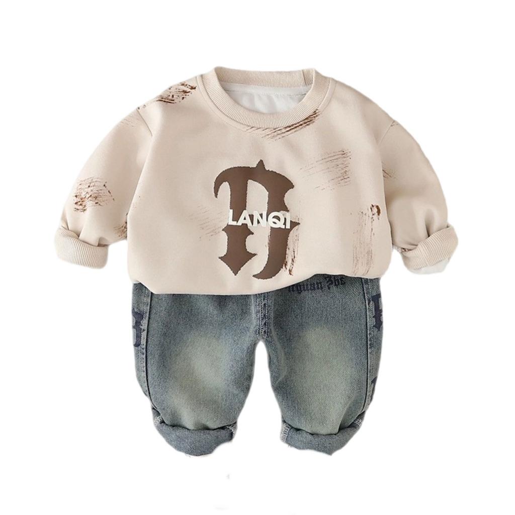 Kids Casual Long-Sleeve Set, Comfortable Daily Wear Outfits