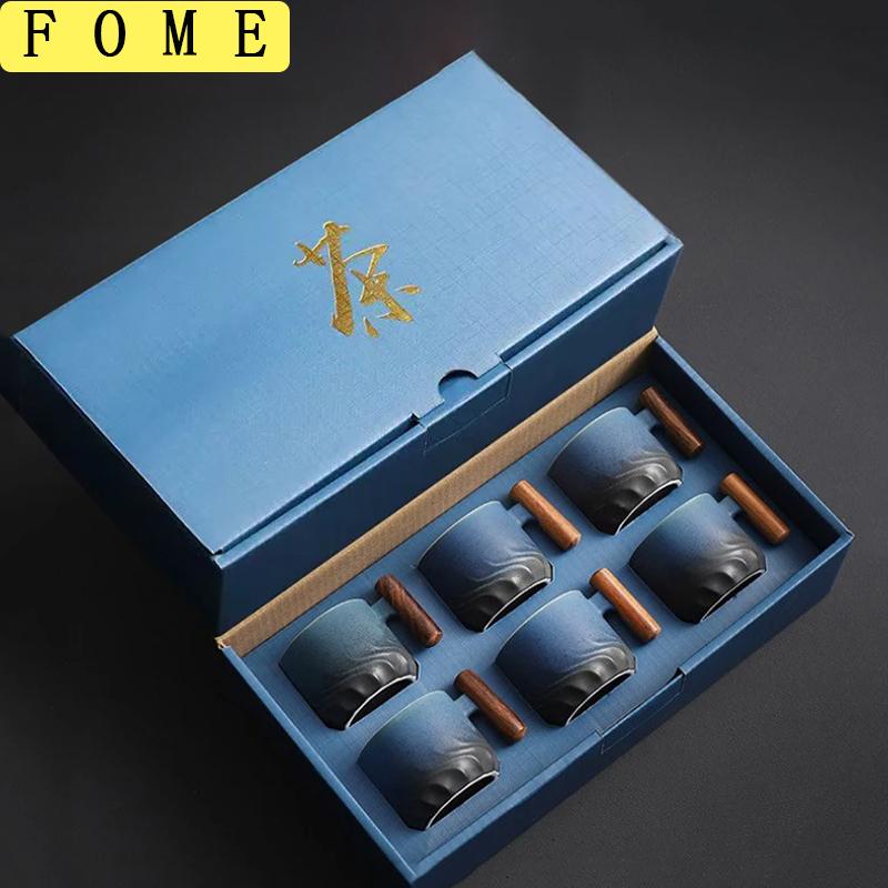 Ceramic Retro Espresso Coffee Cup With Wooden Handle Office Water Cup Tea Mug Ceramic Coffee Mug Handmade Tea Gift Box 51-100ml