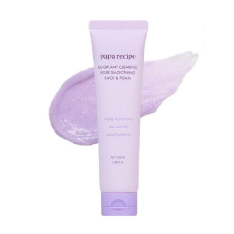 PAPA RECIPE Eggplant Clearing Pore Smoothing Pack Cleanser 100ml – Sebum Absorbing Clay Cleanser & Wash-Off Mask