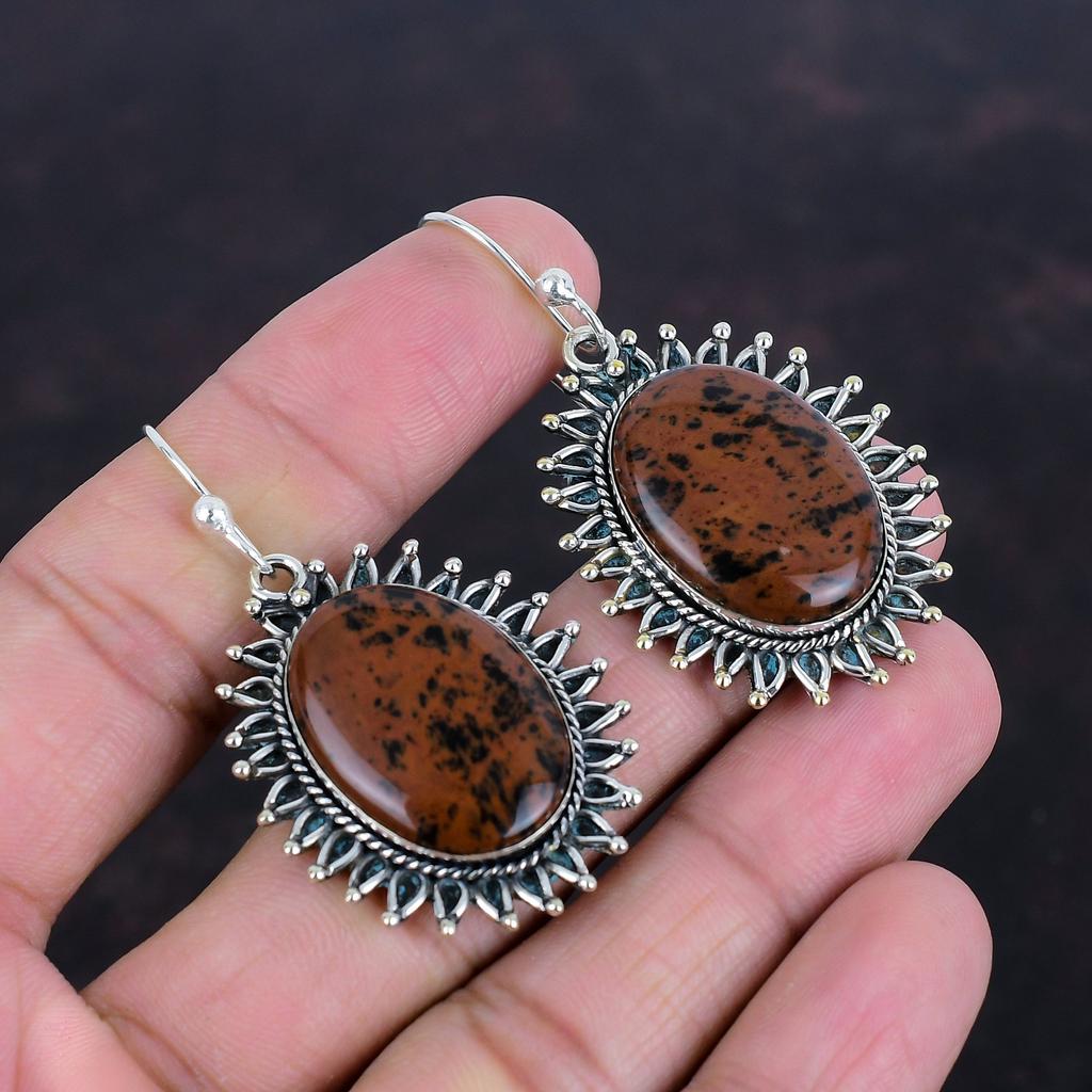 Mahogany Obsidian Earring Real Gemstone Earrings Silver Jewelry Handmade Earring 925 Sterling Silver Earring Unique Earring Gifts For Mother