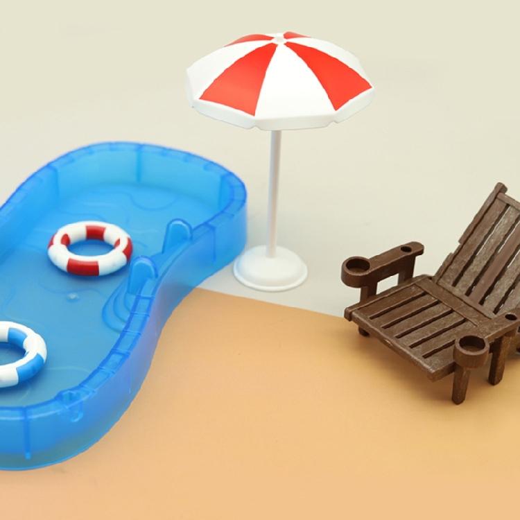 5Pcs Doll-House Miniature Swimming Pool Beach Chair Model Set Dollhouse Accessoy