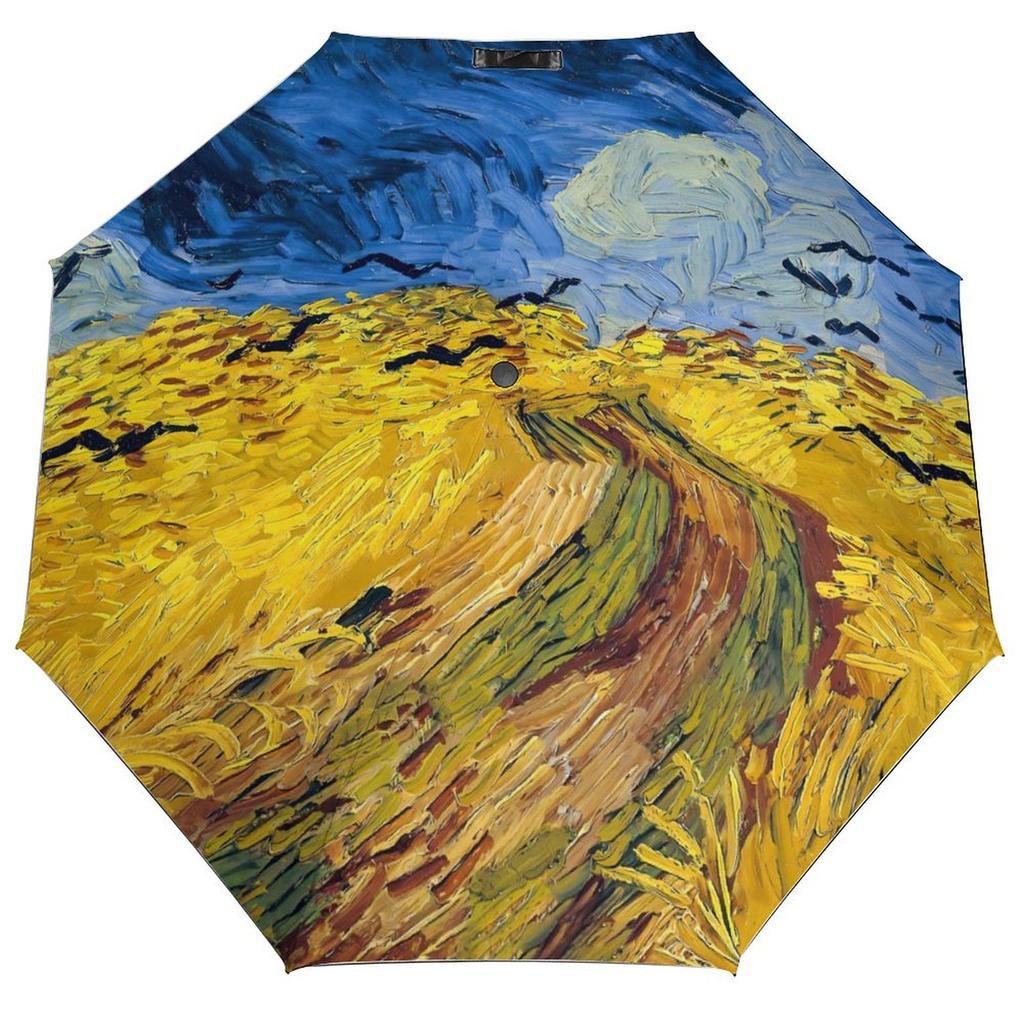 Vincent Van Gogh Paraply Landskapsmönster Sol Anti-UV Paraply Stark Mode Automatiskt Utomhus Målningsparaply