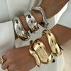 Exaggerated Heavy Industry Design Sense Metal Smooth Bracelet, Geometric Personality Wide Bracelet Braclet
