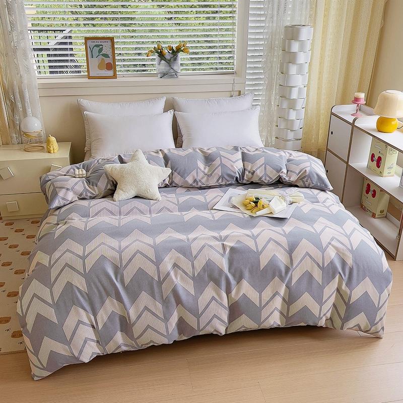 Minimalist Geometric Printing Duvet Cover All Cotton Quilt Cover Skin Friendly Breathable Queen Size Bedding for Kids Boys Girls