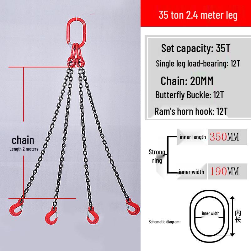 Multi-Hook Manganese Steel Chain Sling for Cranes & Forklifts