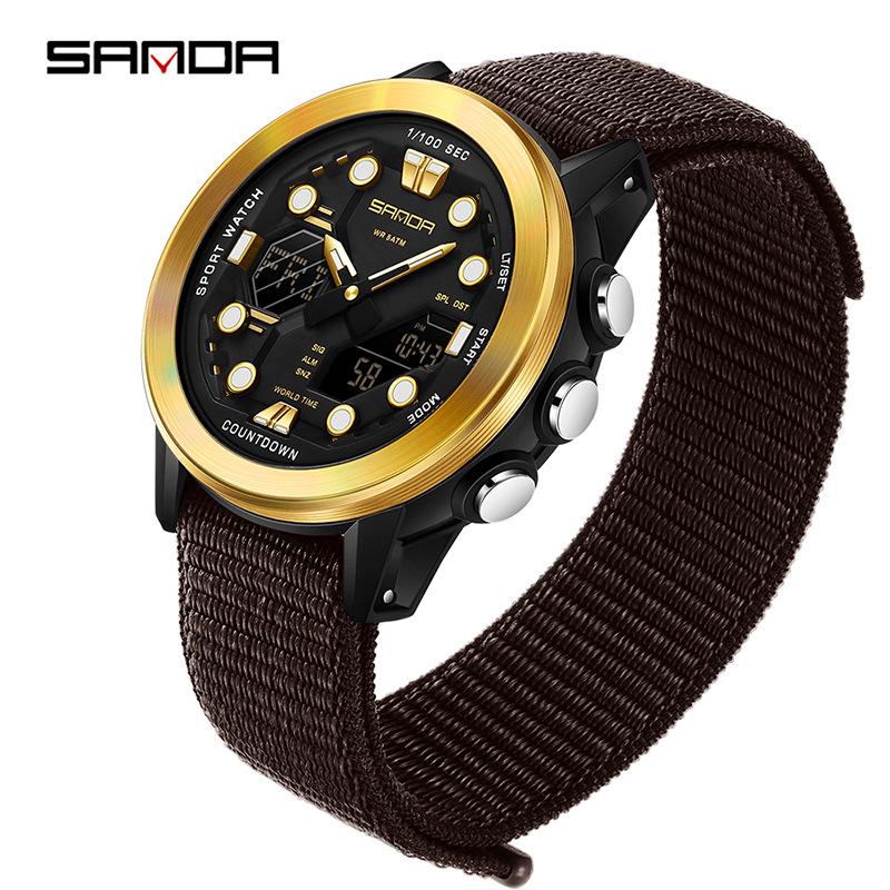 SANDA Multifunction Waterproof Digital Watch with Fluorescent Display, 29 Time Zones, Daylight Saving, 4 Alarms, Student-Friendly