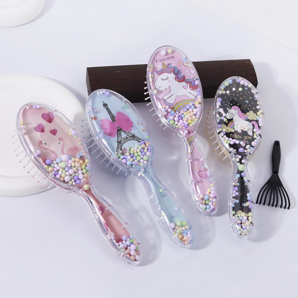 Cartoon pattern air cushion comb with cleaning claws set - non damaging hair massage brush, suitable for all hair types