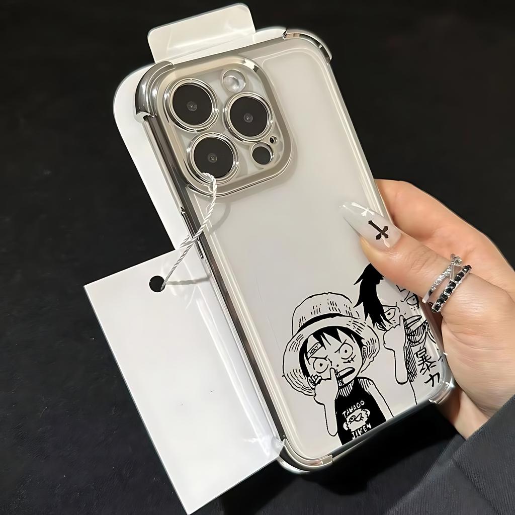 Cartoon O-One Piece Plating Phone Case For Luffys Samsung A37 A57 A07 A36 A16 A06 A35 A55 A25 A26 A15 A54 A34 A24 A05 A04 4G 5G