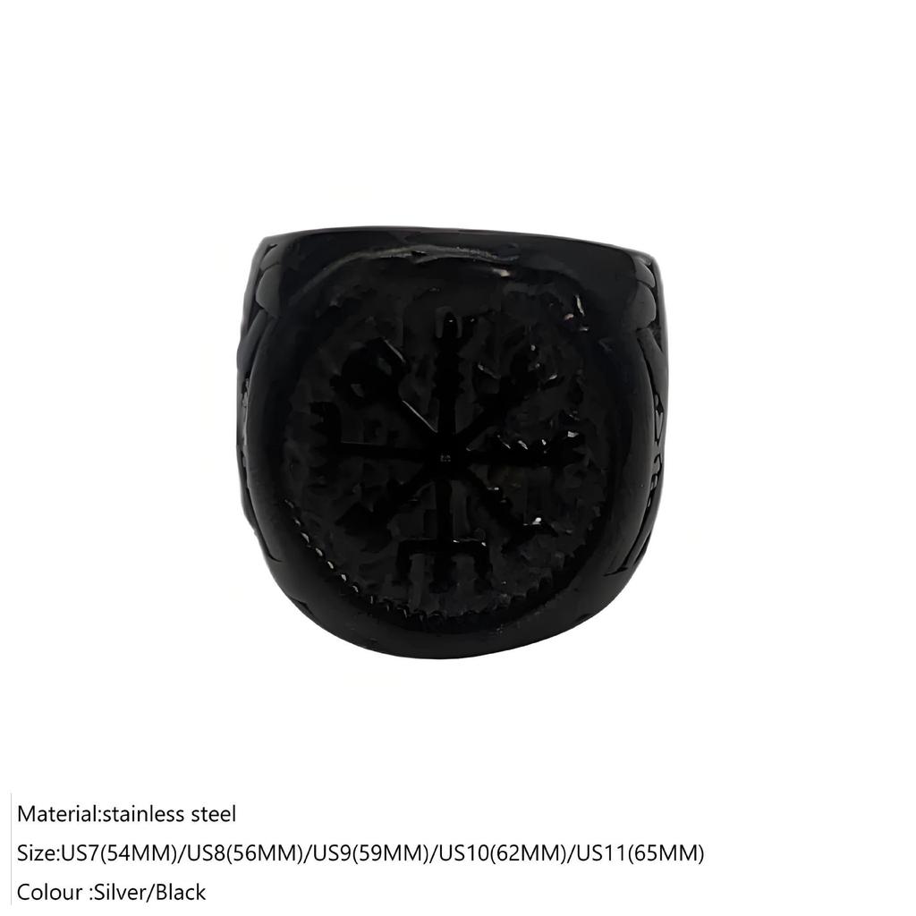 Viking Thor's Hammer Stainless Steel Punk Runic Ring for Men