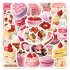 50-piece Set of Sweet-themed Doodle-style Personalised Cake-patterned Water Bottle Luggage Waterproof Stickers