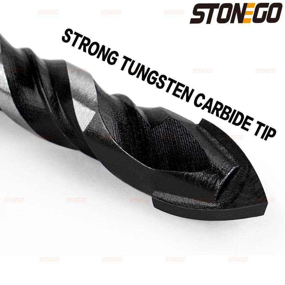 STONEGO Tungsten Carbide Tip Drill Bit Multi-Material Drill Bit for Tile, Concrete, Brick, Glass, Plastic and Wood