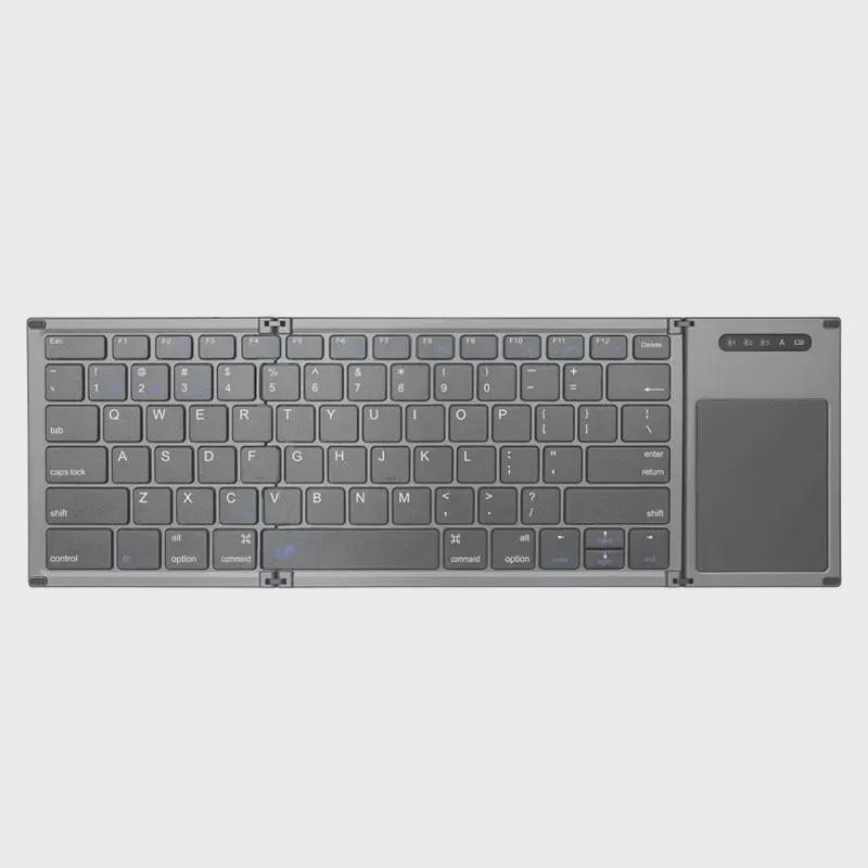 Tri-Fold Bluetooth Keyboard with Touchpad for Phones & Tablets