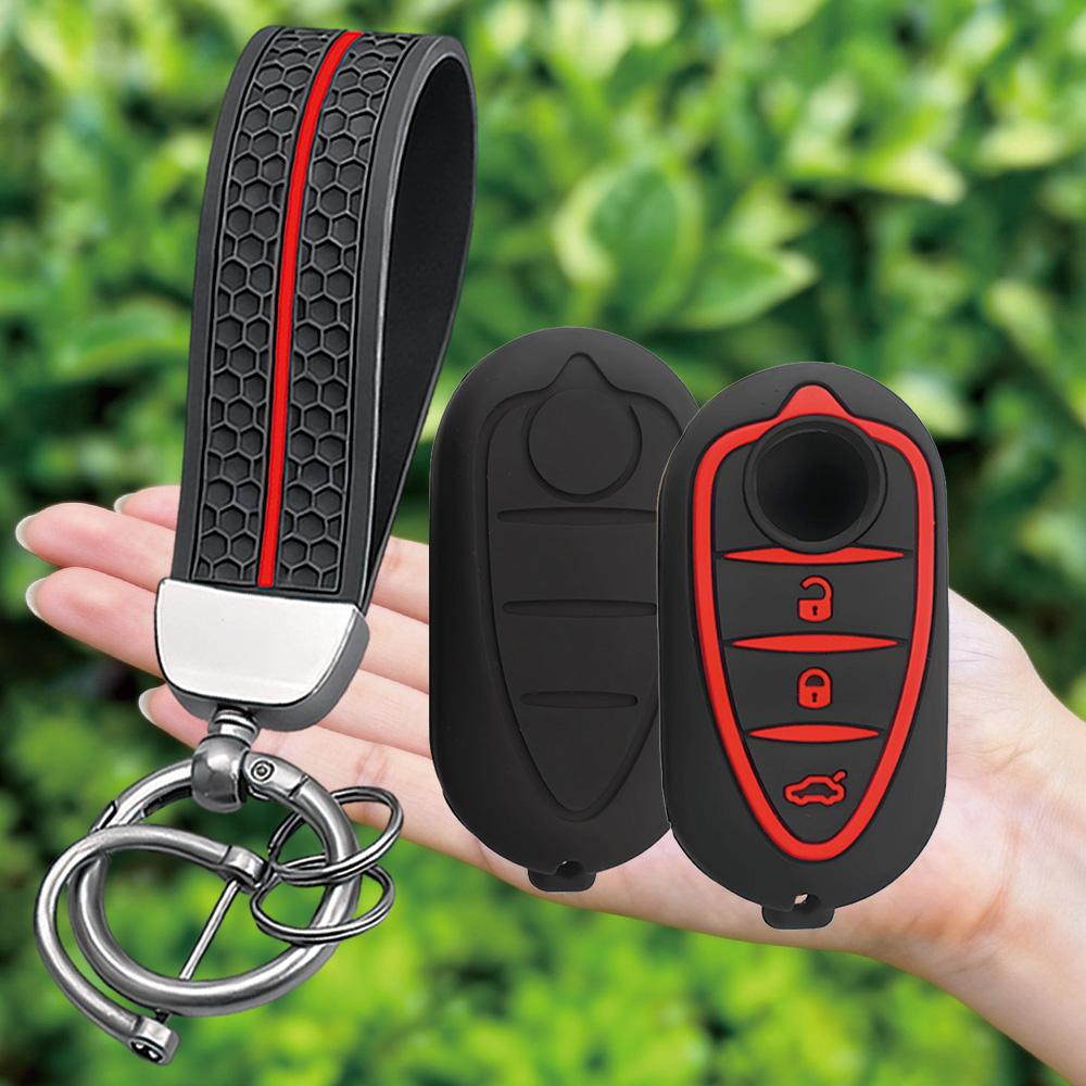 Keychain Silicone Car Remote Accessories Key Cover Holder for Alfa Romeo Giulietta Myth Junior 4C Romeo Mito Myth 159 GTO GTA