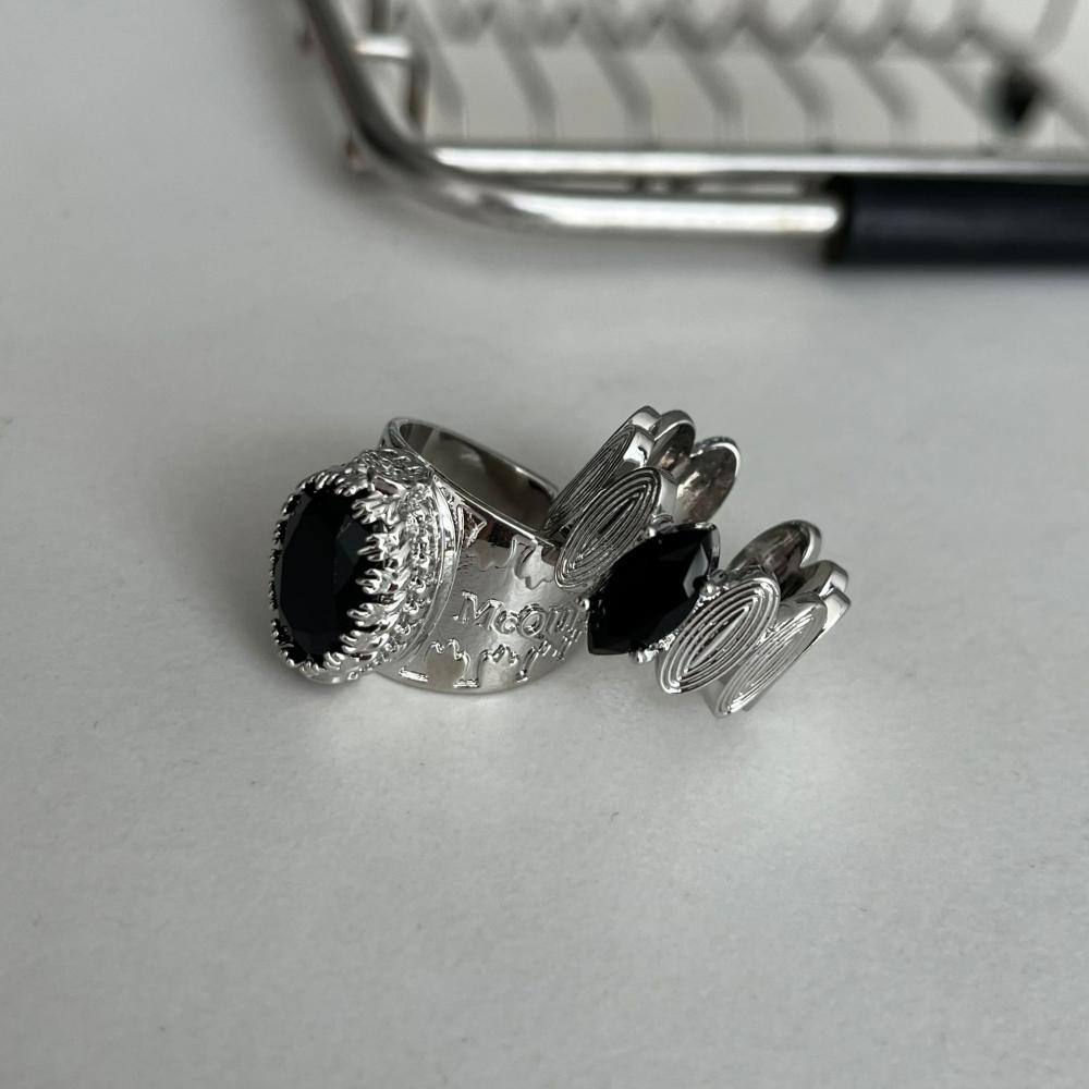 Bague Punk Vintage Zircon Hommes Femmes Hip Hop Tendance Bague Ouverte Réglable Bijoux Cadeau pour Fête Festival de Musique Usage Quotidien