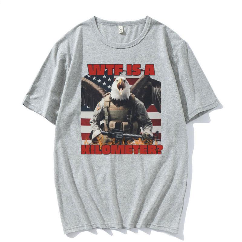 WTF Is A Kilometer Funny Meme T-Shirts Men's Vintage American Army Clothing T Shirt Unisex Harajuku Gothic Classic Humor T-shirt