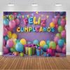 Spanish Happy Birthday Theme Background Supplies Colorful Balloon Birthday Party Decor Backdrop Banner Kid Gift Photo Shoot Prop