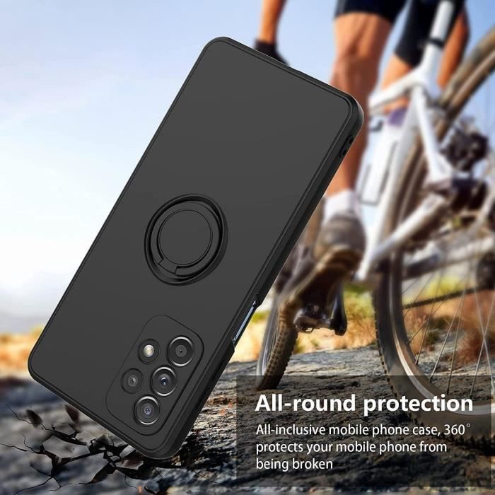 Coque de protection - Samsung - Galaxy A23 5G - Silicone Noir - Anneau Support - Antichoc