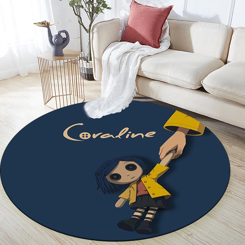 Coraline2 Round Area Rug,Carpet Rug for Living Room Bedroom Sofa Playroom Decor,Non-slip Floor Mat