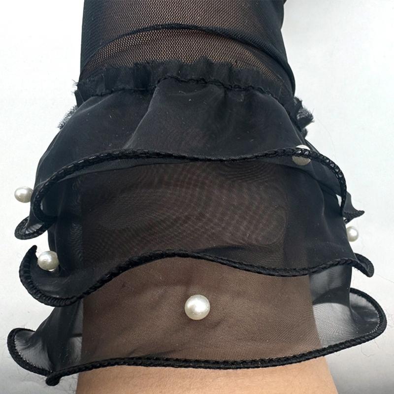 Antique Long Fingerless Gloves for Women Evening Party Arm Sleeves Costume Arm Accessories for Weddings and Teaparties