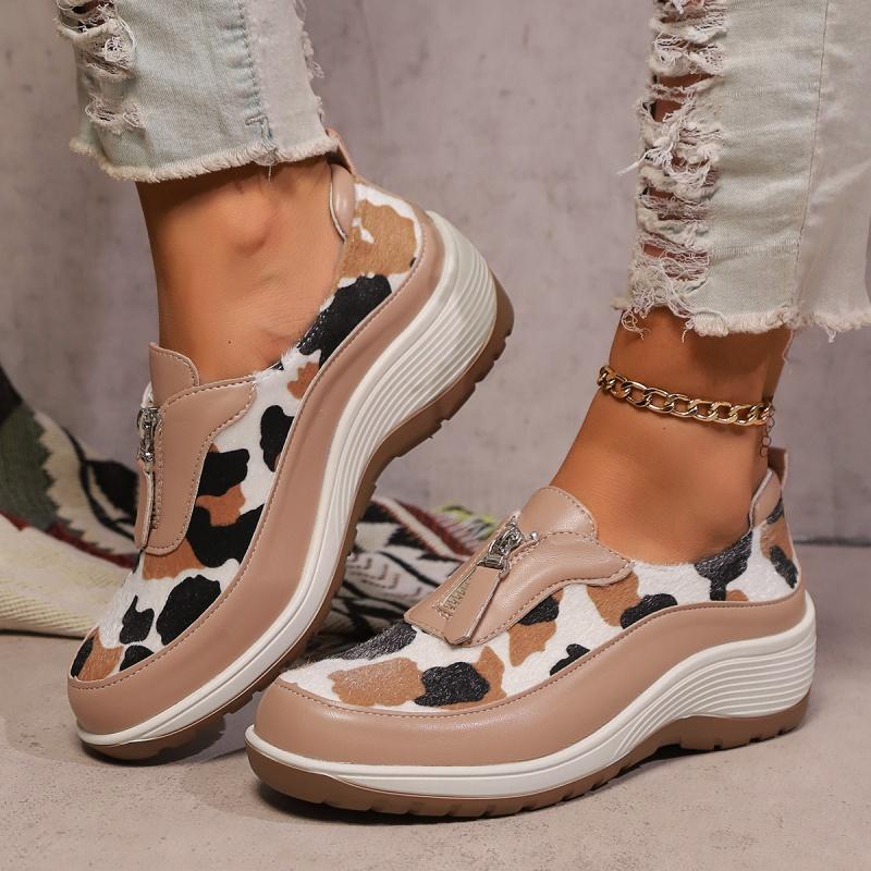 Nové boty s kulatou špičkou, silnou podrážkou, lehké, ležérní, módní, na chůzi, pohodlné, na zip, jaro/léto, běžecké tenisky pro ženy