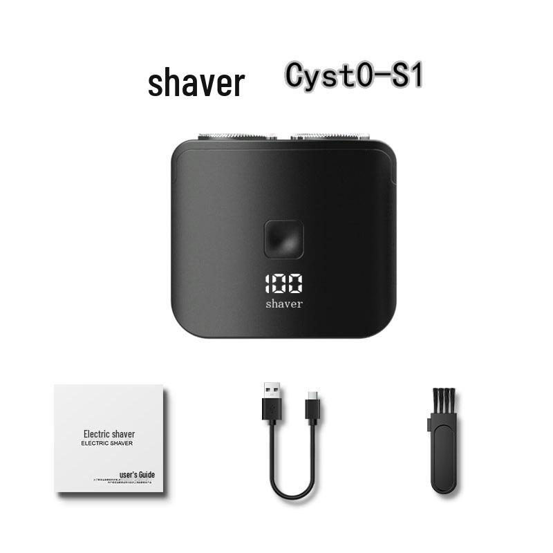 

Rechargeable Men s Portable Electric Shaver - Double-Head Rotary, Floating Cutter Head, Full Body Washable, Ideal for Travel