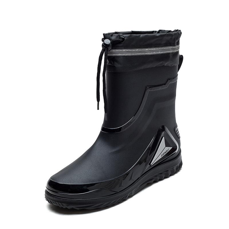 

Сапоги для дождя мужские, средние сапоги для дождя, модные сапоги для воды, водонепроницаемые и нескользящие, рабочая обувь для улицы 42