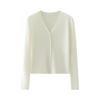 Women's Slim Fit V-Neck Cashmere Cardigan - 2024 Autumn/Winter Solid Color Knit Top