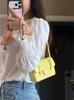26P Preppy CoCo Genuine Leather Underarm Baguette Handbag
