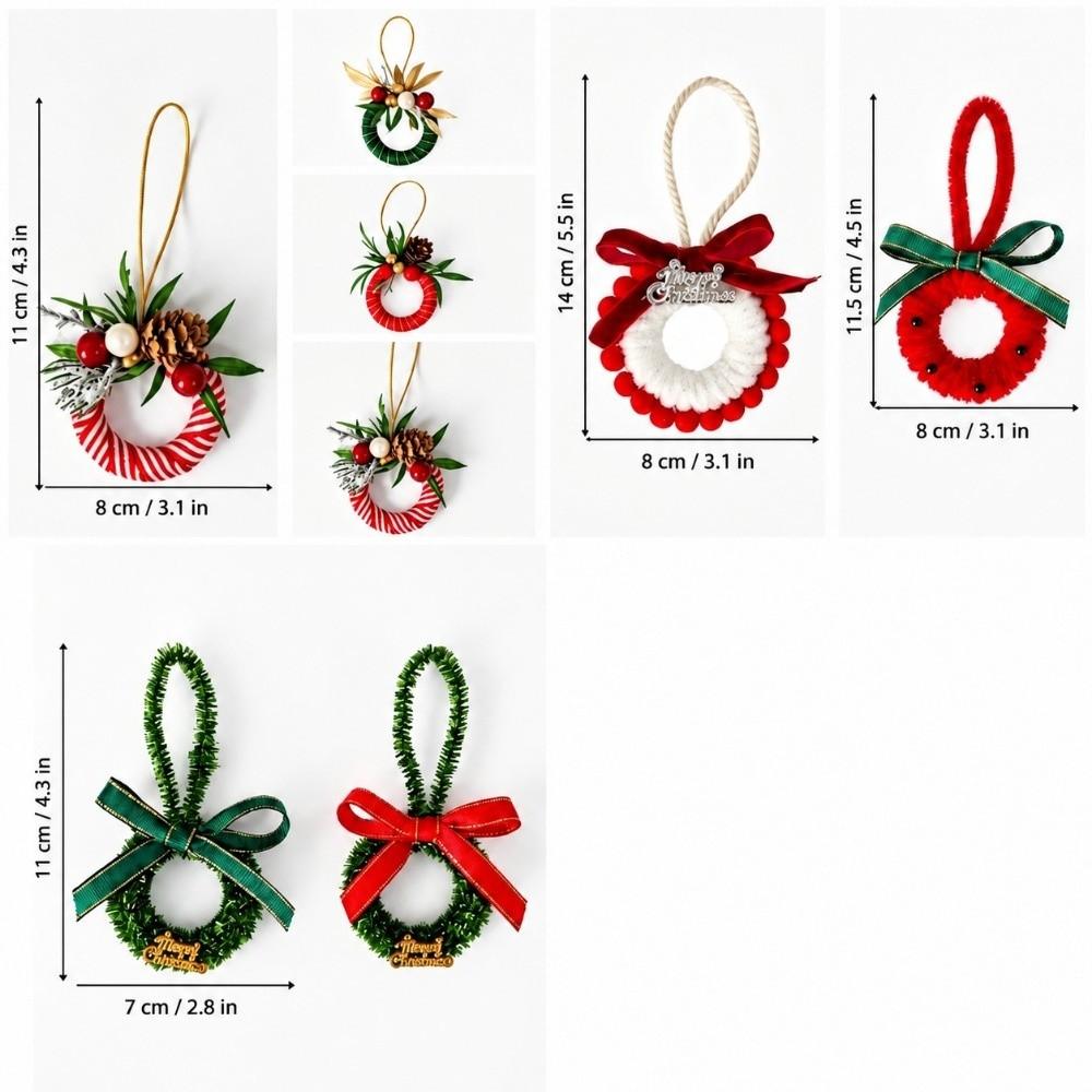 Plush Christmas Wreath Pendant with Bell Christmas Wreath Ornament Mini Christmas Wreath Party
