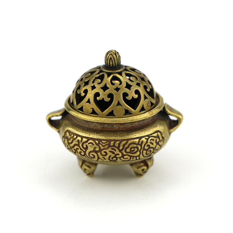 Creative Mini Aromatherapy Furnace, Home Indoor Zen Tea Ceremony Decor, Chinese Metal Three Legs Shape Small Incense Burner, 1Pc
