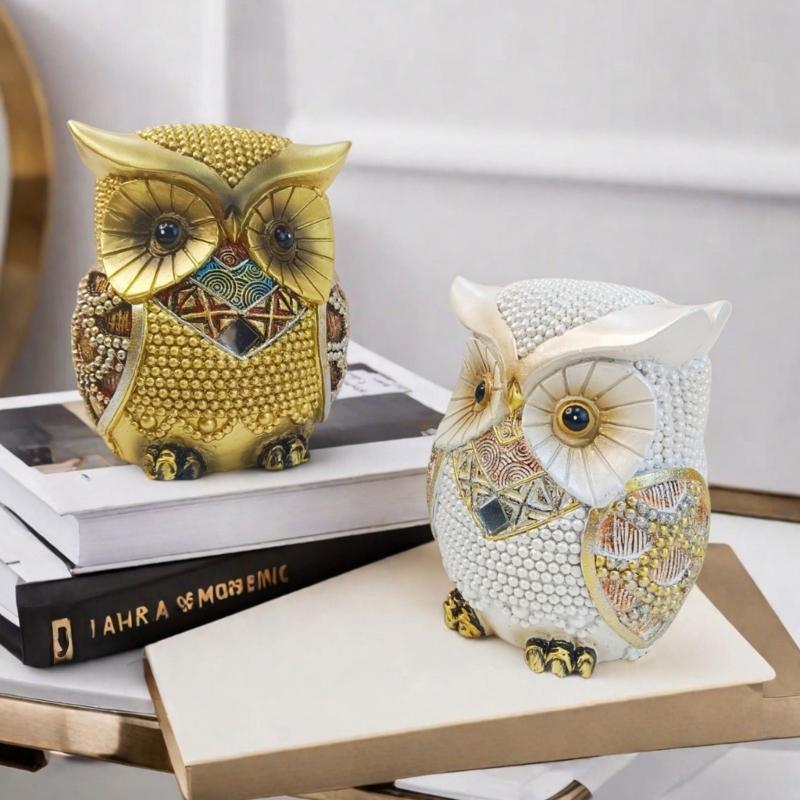 Owl Statue Home Decors Accents Small Animal Sculptures Lovely Owl Figurines for Bedroom Home Gift for Birds Lover