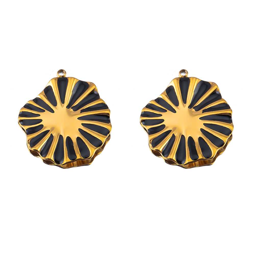 2pcs Punk Black Enamel Stainless Steel Pendant Necklace Charms Base Gold Plated Earrings Material DIY Bracelets Jewelry Findings