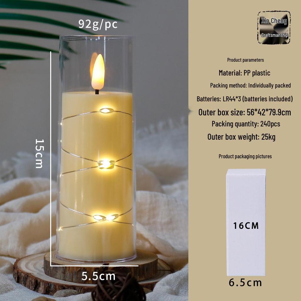 Simulated LED Candle String Lights with Acrylic Cups for Christmas, Birthdays, and Weddings