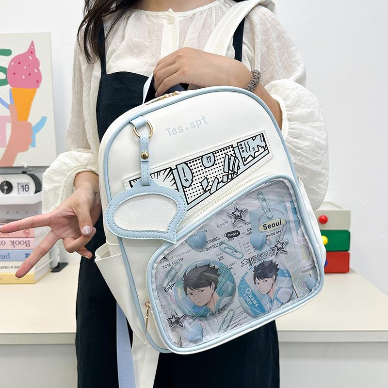 Comic Pain Bag Girl Student Versatile Shoulder Handheld Crossbody Bag Millet JK Transparent School Bag College Student Female