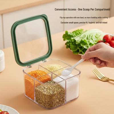 Transparent Multi-Compartment Seasoning Storage Jar