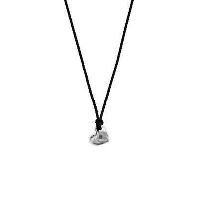 Heart Petite & Black Cord Necklace