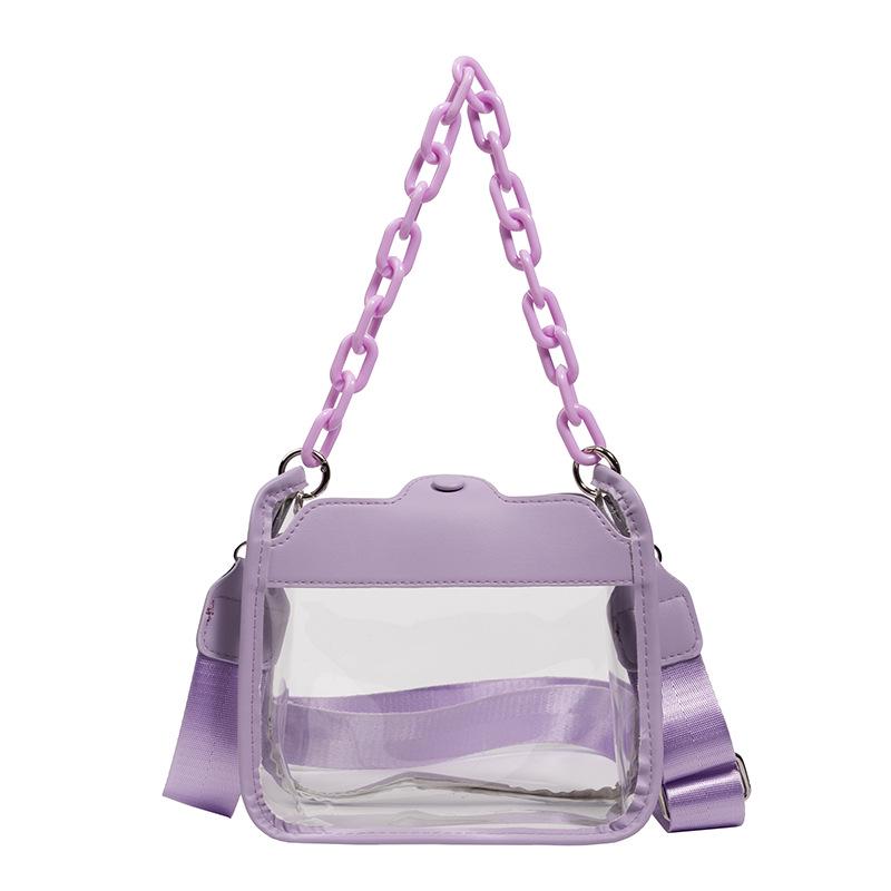 Women's Waterproof PVC Jelly Crossbody Chain Bag - Transparent Mini Phone Purse