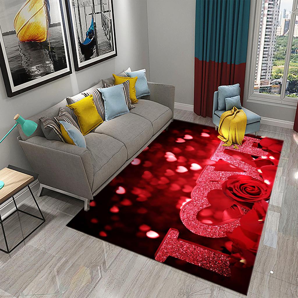 Romantic Love Heart Carpet Valentine's Day Rug Bathroom Anti Slip Floor Mat Living Room Bedroom Entrance Doormat Decor Carpet