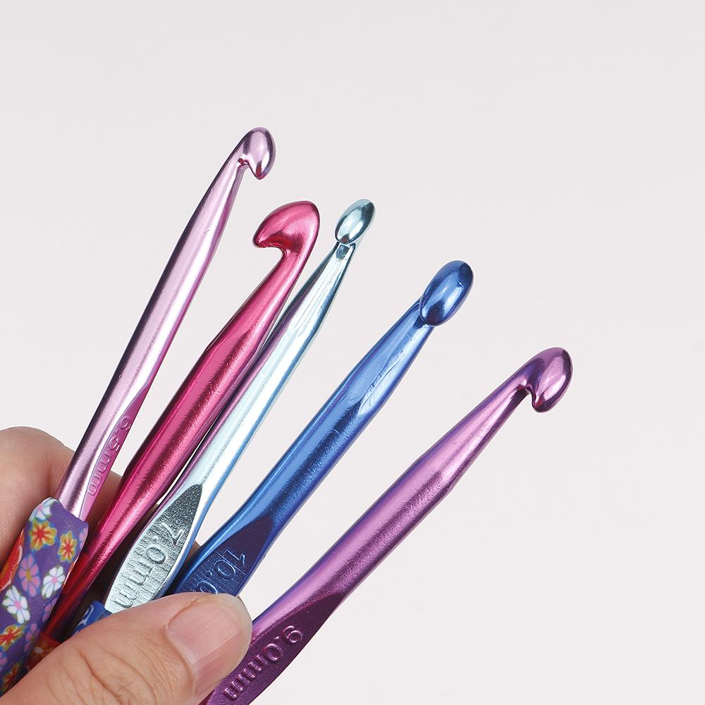 5PC/SET Flower Printed Thick Crochet Hook Tool, Colorful Fashion Weaving Tool for DIY Knitting Sweaters, Scarves, Blankets