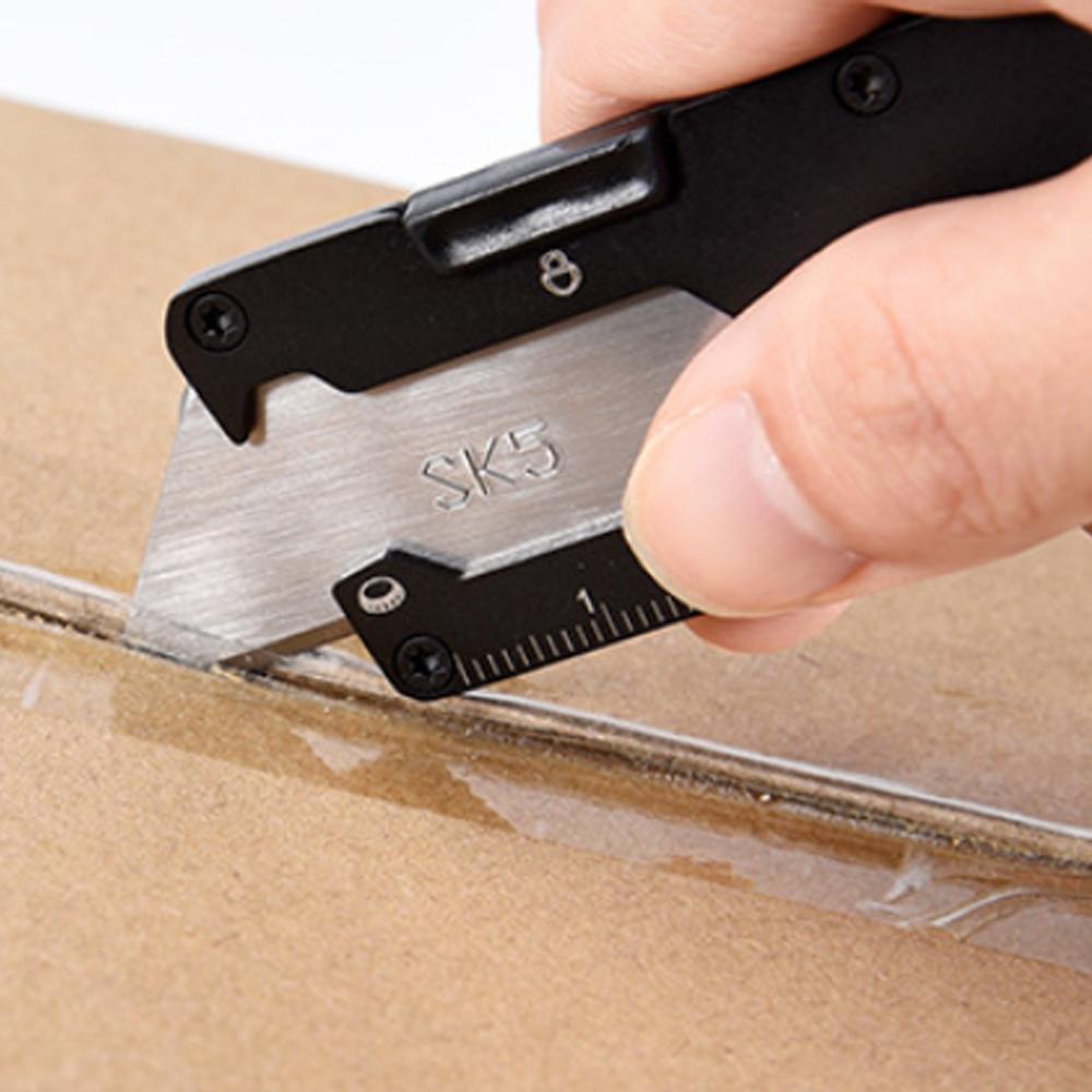 Kapesní nástroj na nůž s posuvnou čepelí 5 v 1 víceúčelový DIY přívěsek na klíče Nůž na papír Ostré krabičky Řezačka s otvírákem imbusový klíč