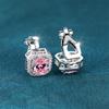 Cute Fmeale Blue Fire Opal Stone Square Clip Earrings Vintage  Color Wedding Jewelry For Women