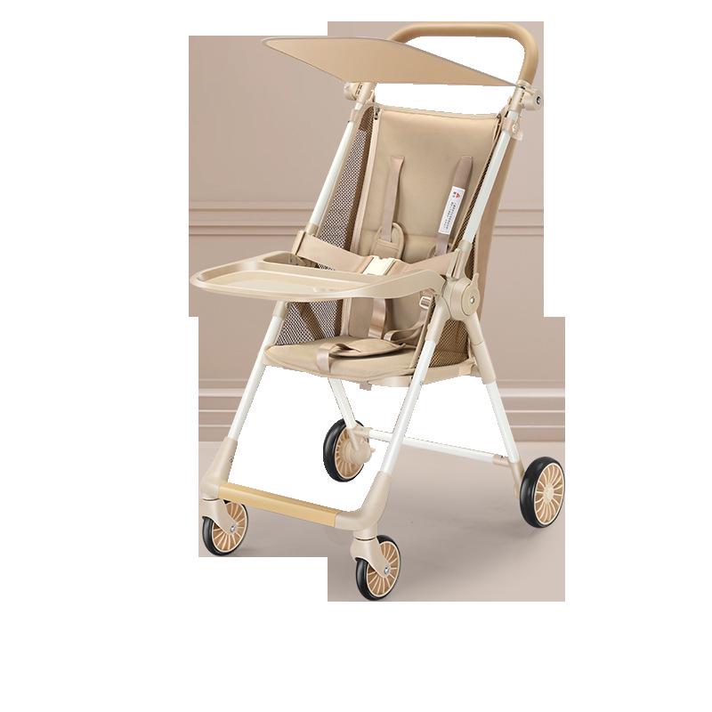 Lightweight High Landscape Baby Stroller with Tray | One-Button Fold & Portable Design