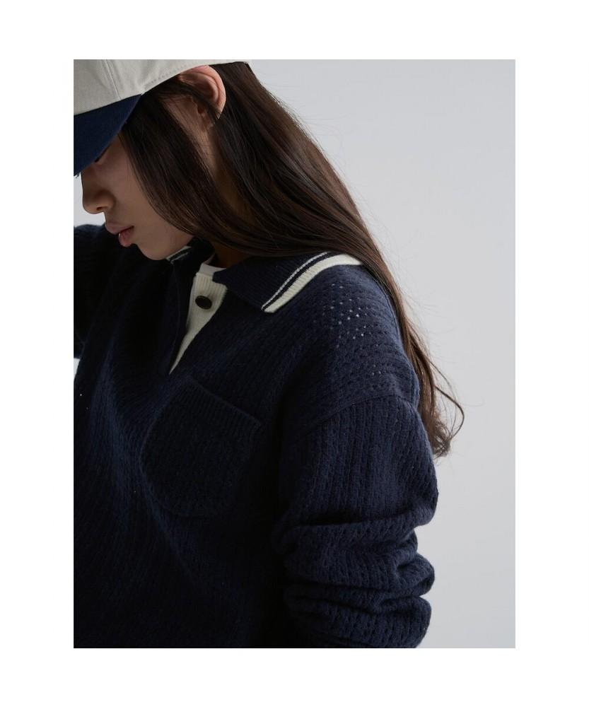 8seconds Color Block Collar Pullover Navy