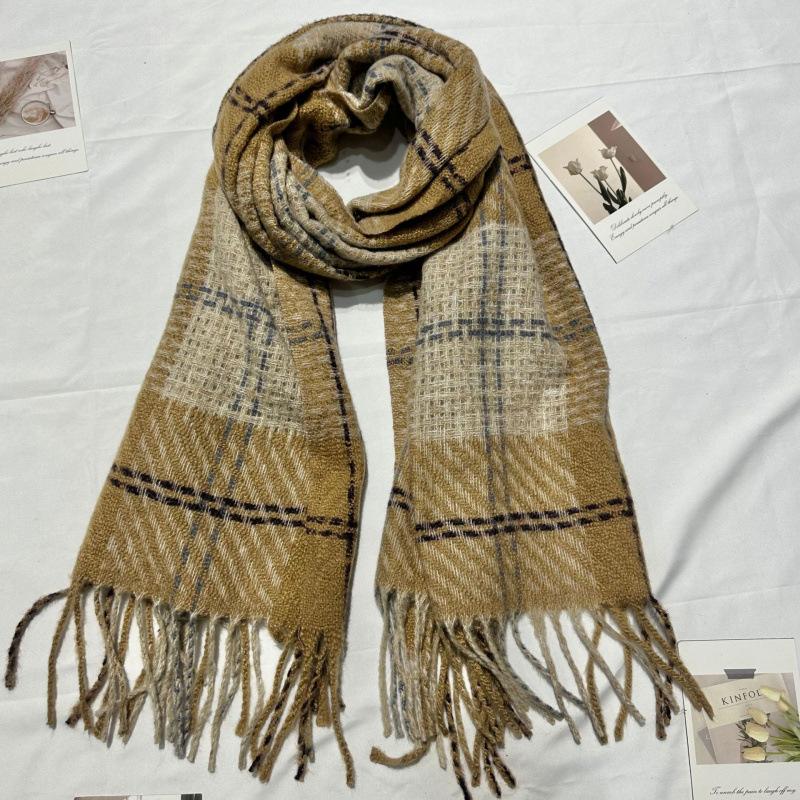 

Autumn and Winter Temperament Korean Plaid Scarf Live Broadcast Shawl Thickened Warm Versatile Scarf for Men