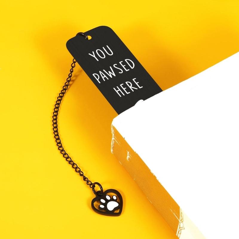 Stainless Steel Cats Bookmarks Chain Bookmarks Pendant Bookmarks Metal Bookmarks Page Divider for Teacher Book Lover