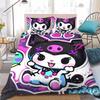 K-Kuromi Cute Duvet Cover Set Home Style Bedding Soft Laundry Cotton Bed 3 Piece Set Student Dormitory Gift