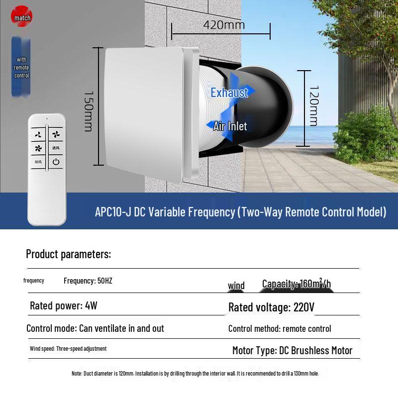 Wall-Mounted Dual-Flow Ventilation Fan with Air Purification System