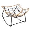 Outdoor Rattan Rocking Chair Patio Comfy Reading Chair with Oversized Cushion Indoor Recliner Wide Rocking Chair for Balcony Front Porch Grey